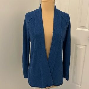 Kinross Cashmere Open Front Cashmere Cardigan Blue/Teal